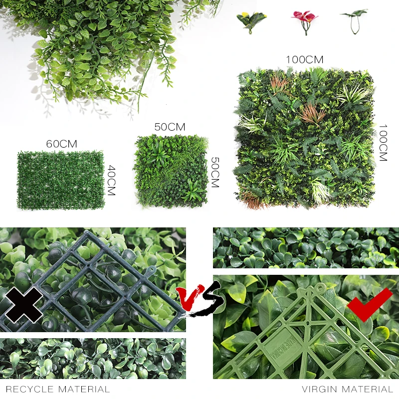 Artificial plastic creeper boxwood hedge moss grass indoor plant vertical panels leaves green wall system for decoration plant