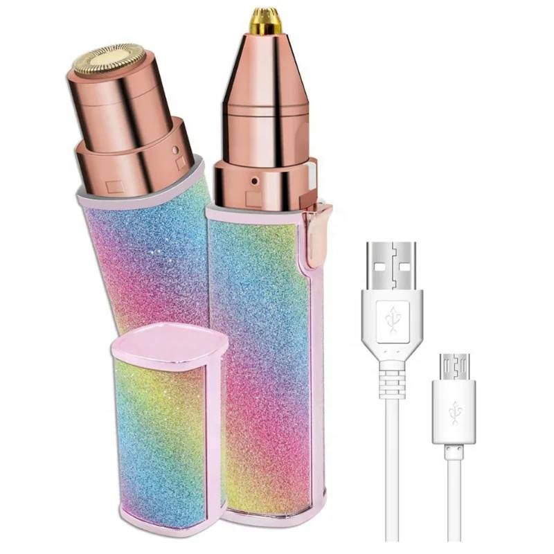 Portable Mini Colourful Safe Lady Shaving 2 In 1 Usb Electric Eyebrow Trimmer