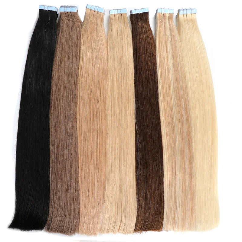 European Double Drawn Russian Human Hair Tape In Hair Extension, High Quality Natural Remy Clip In And I Tip Hair Extension