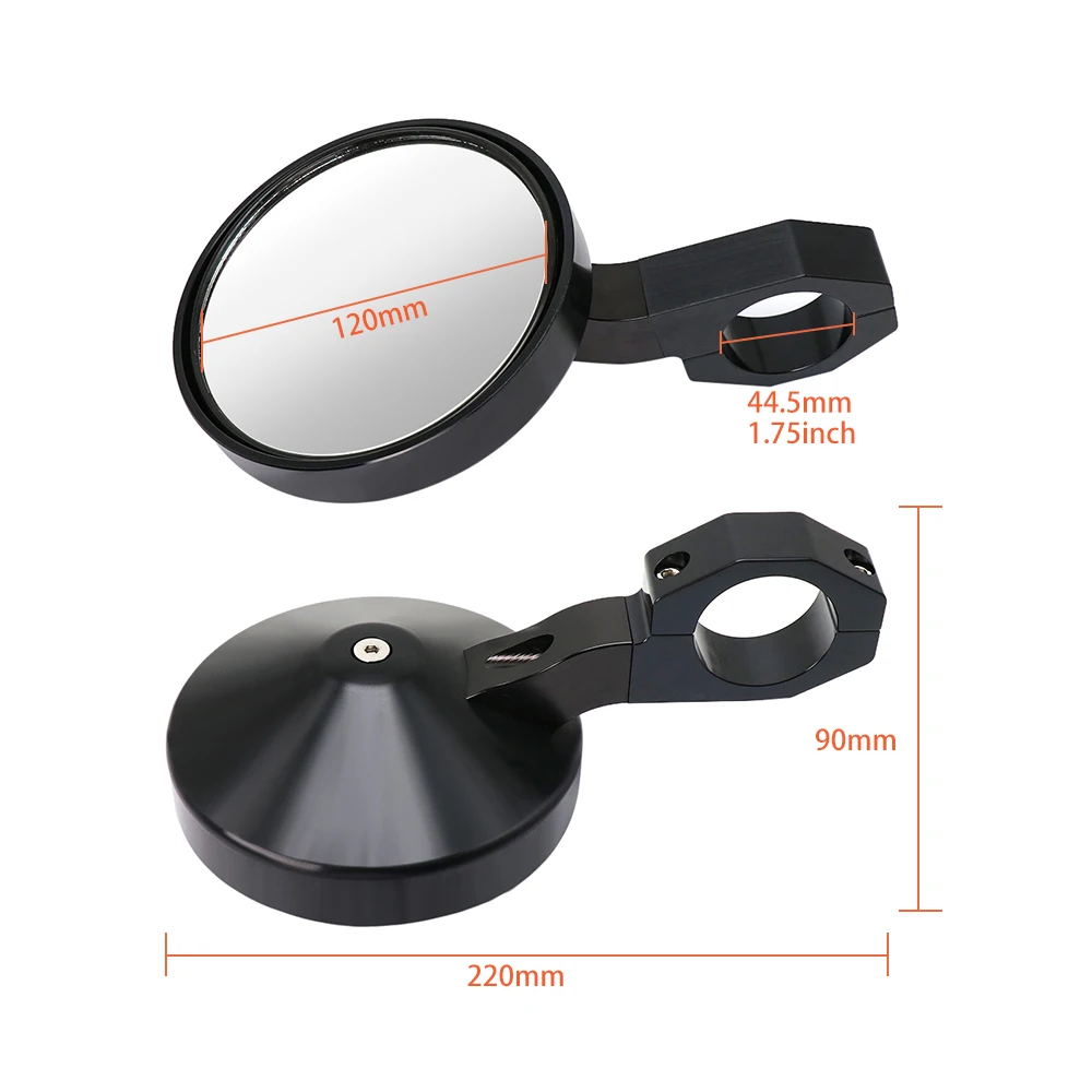 
Black Aluminum Rear View Mirror 1.75
