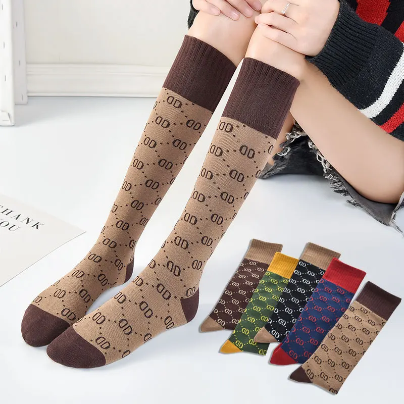 knee socks woman luxury brand fashion socks woman knee length designer GG socks