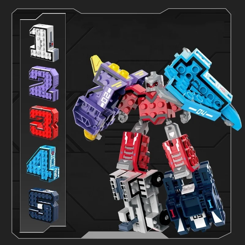 Kaili number deformation robot toys kids educational math learning 0-9 digital building blocks set toy robots
