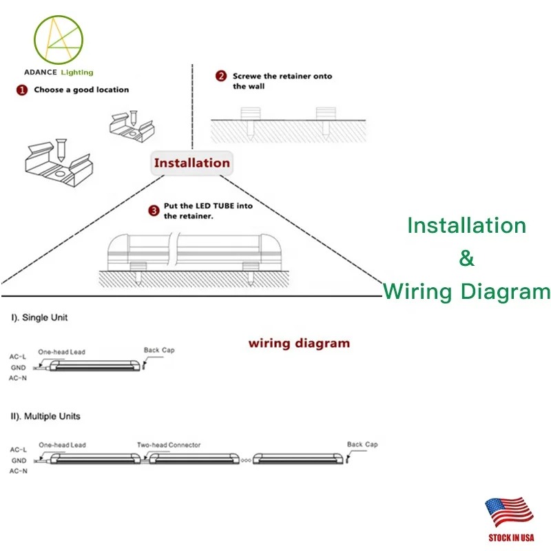 
Advance lighting High quality T8 Integrated Double Sides lights fixture 36W high brightness 4ft led tube 