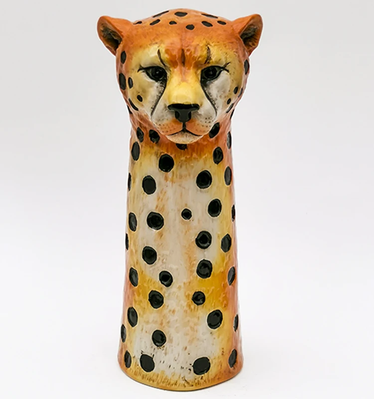 New Design 3D Shape Leopard Animal Type Floor Vases Ceramic Flower Vase Home Decoration