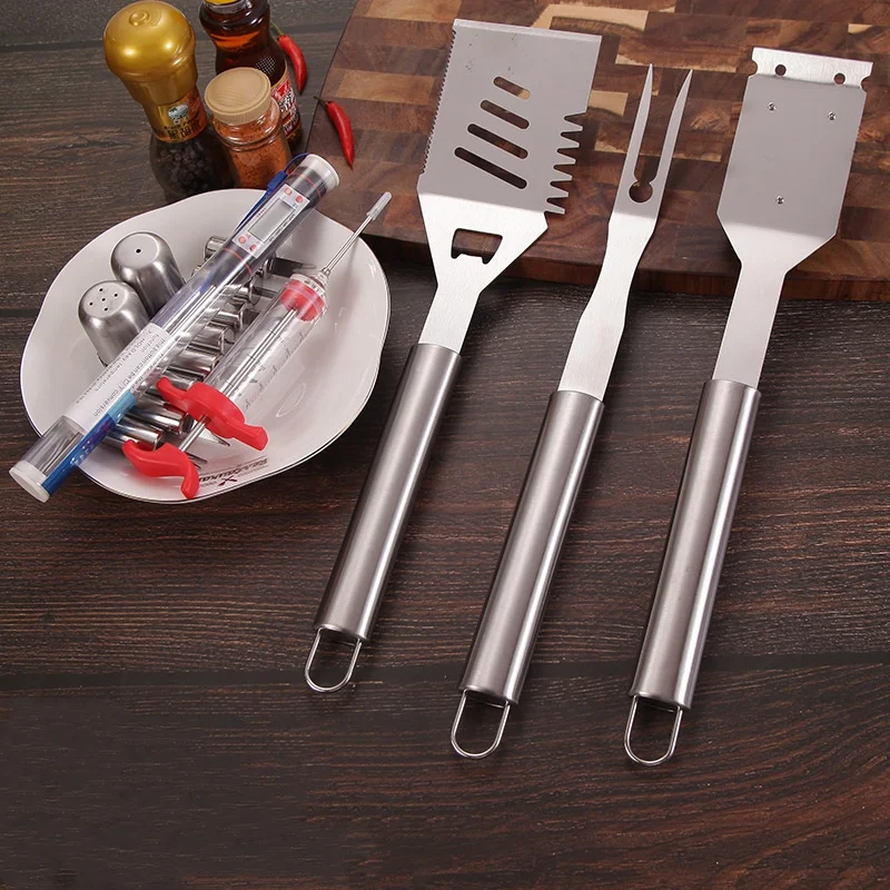 China Manufactured Outdoor Kitchen Garden Barbecue Grilling Accessory Set Stainless Steel BBQ Tool Set for Camping
