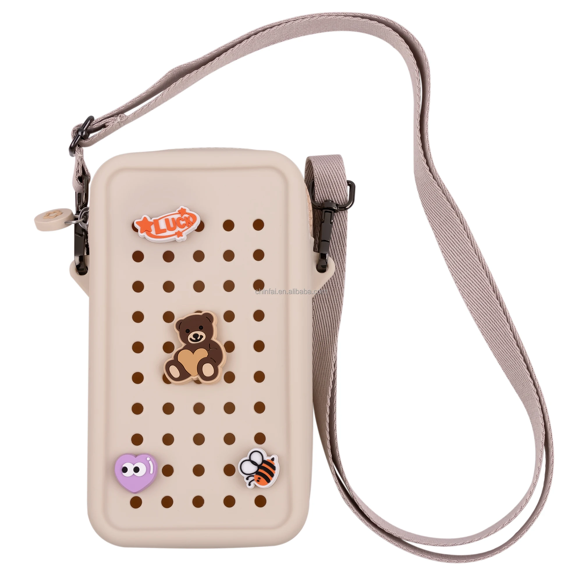 2024 Chinfai Fashionable Silicone Travel Mobile Phone Cell Case Bag Bigger Hole Design for Shopping Applicable to Beach Shoes