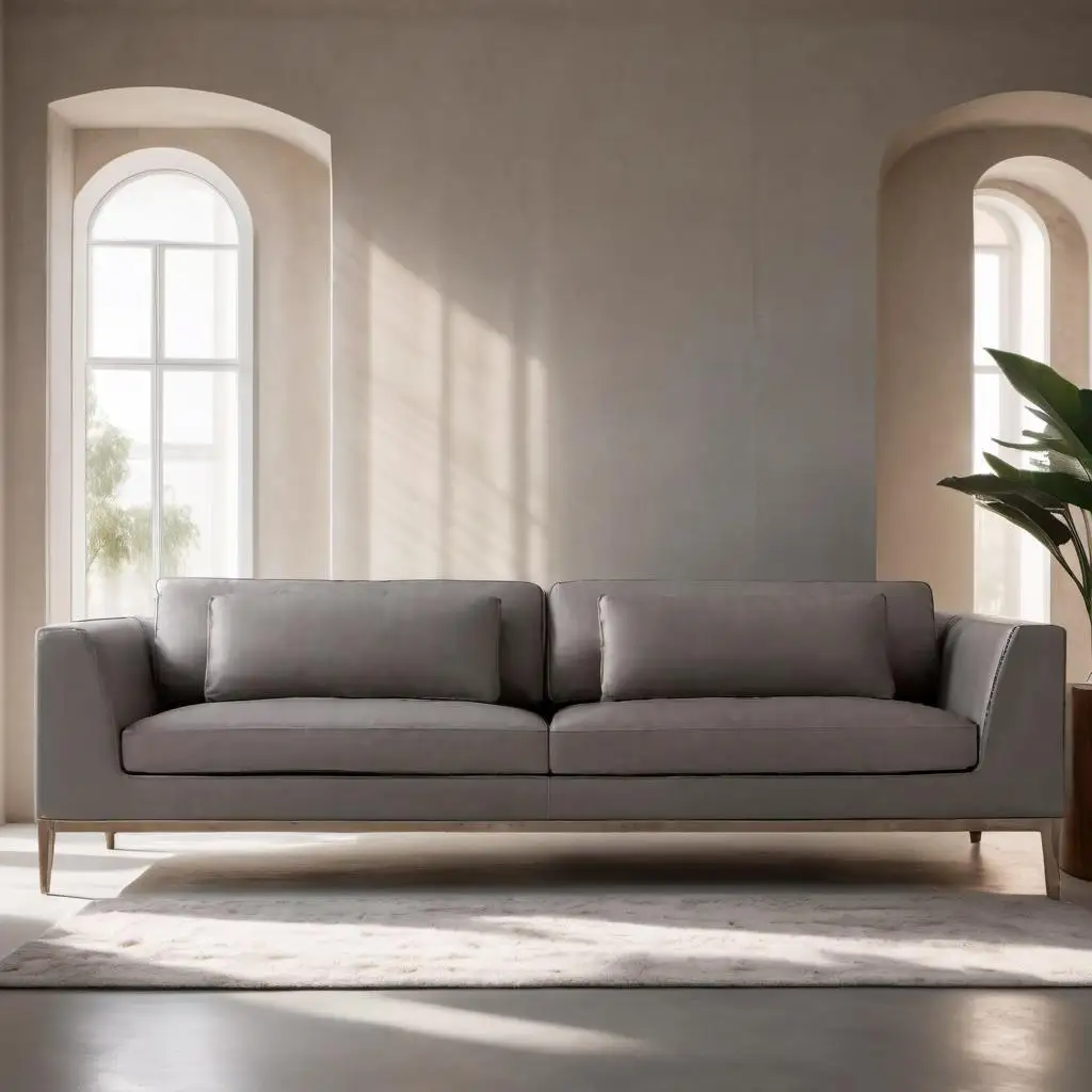 Italian modernist leather customized sectional sofa set oak base living room furniture