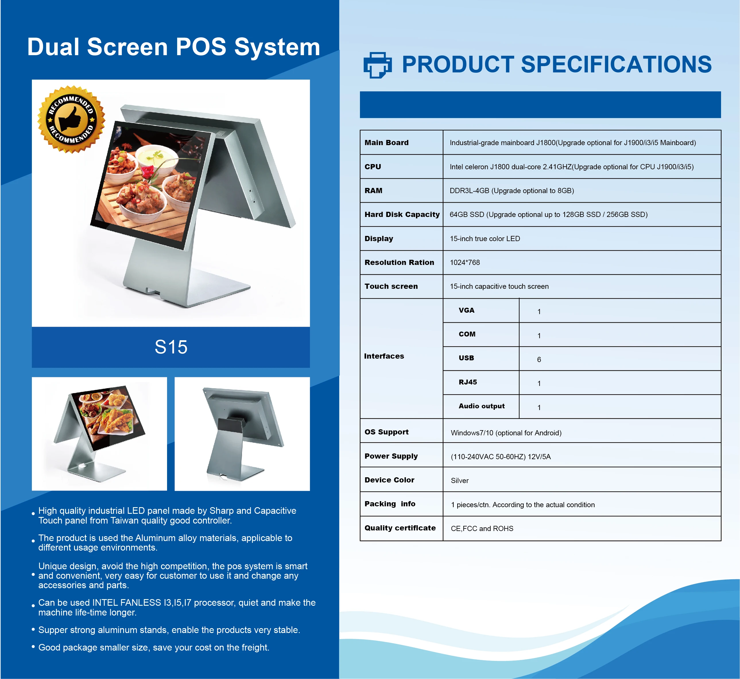 All In One Pos System Retail 15 Inch Cash Register Drawer Restaurant Pos Machine