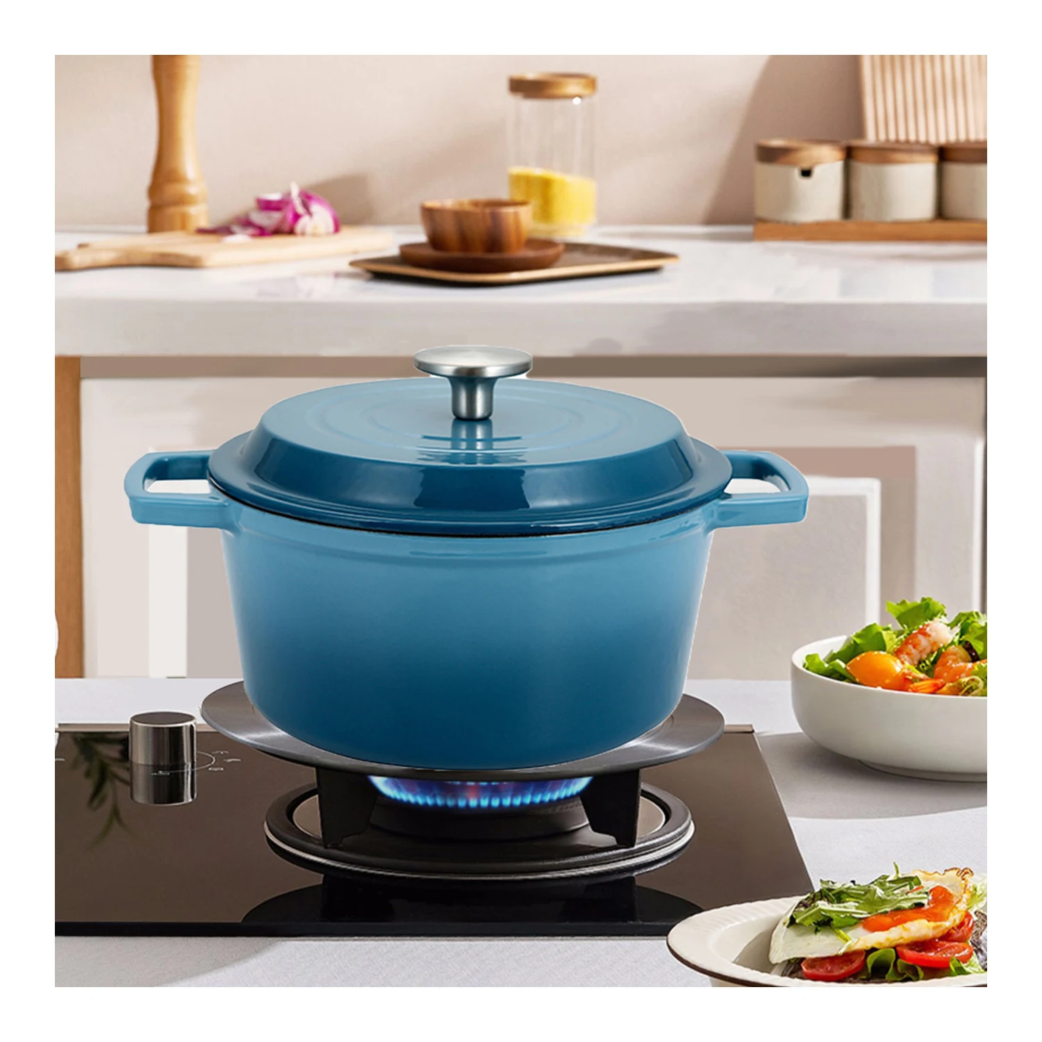Bright Houseware Wholesale Multi Size Custom Chef Cooking Pot Non-Stick Cookware Enamel Stock Pot Cast Iron Dutch Oven