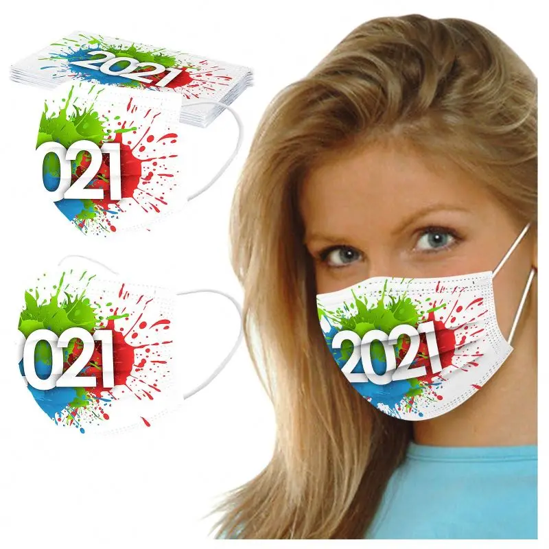 
Adult Masks Disposable Happy New Year Adult Personnel Protection Three-layer Mask 