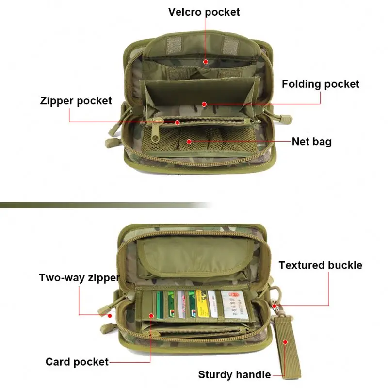 Outdoor Tactical Camouflage Clutch Bag 1000D DuPont Waterproof Clutter Storage Tote With Casual Coin Wallet Storage Pouch