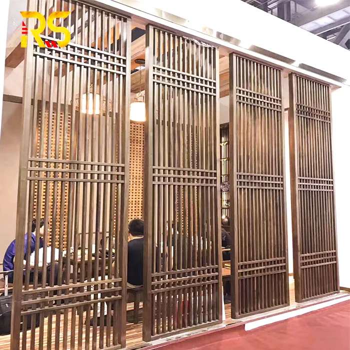 Foshan 304 stainless steel living room partition design decorative screen room divider wall panel hotel lobby room partition