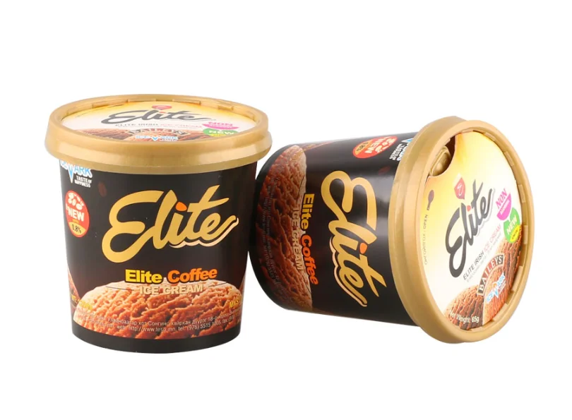 Disposable single wall double coating ice cream paper cup with lid and spoon