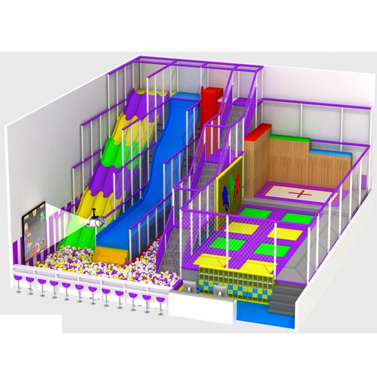 Commercial Kids Indoor jumping Trampoline Park Amusement Park Playground Trampoline Bungee Harness