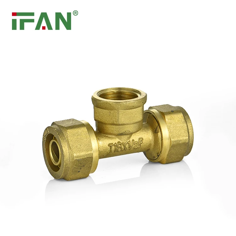 IFAN Free Sample Brass Threaded Fitting PN25 ISO15875 PEX Pipe Fittings 16-32mm Tee PEX Fitting