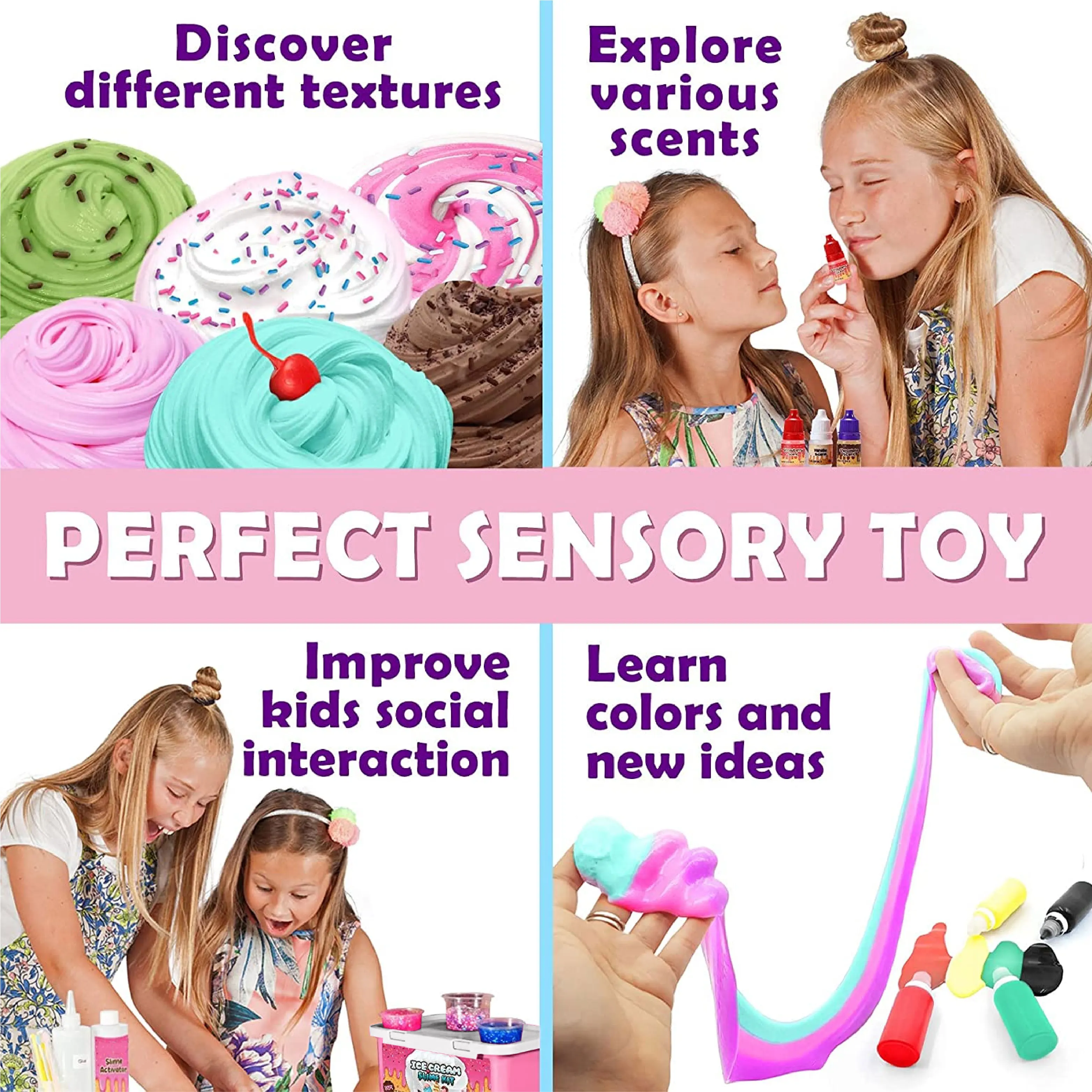 Eco-friendly Funny Kids  Ice Cream Slime Kits Interesting Kids Play Dough DIY Slime Making Kits