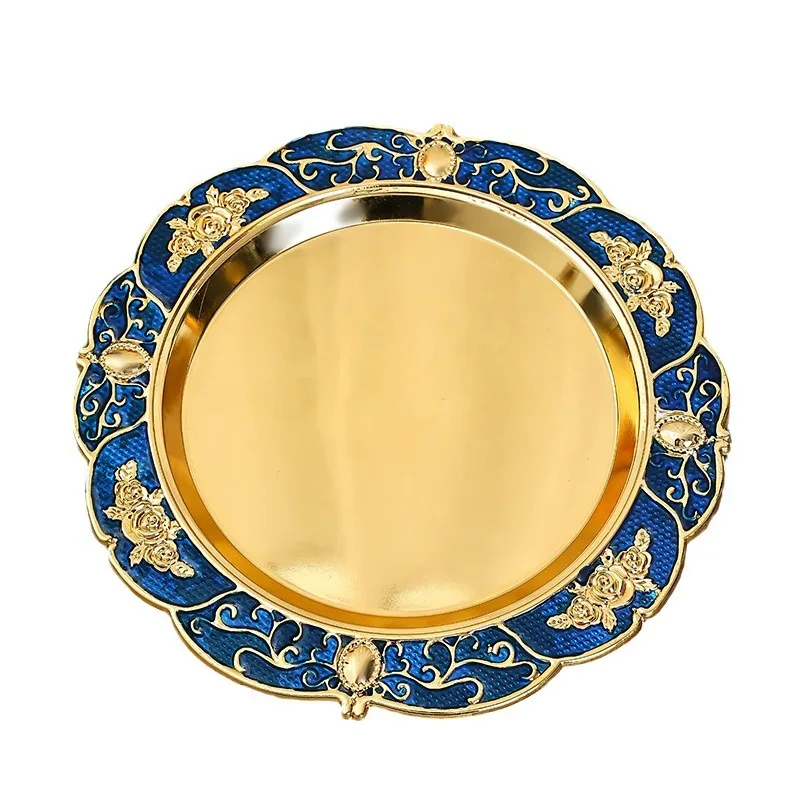 Eastern Style Metal Luxury Decorative Plate Snack Cake Dessert Tray Arab Charger Plate home restaurant dessert plate fruit dish