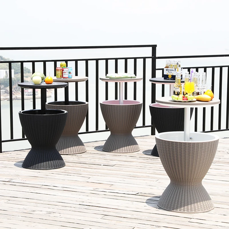 Patio Garden Portable Beer Bar Drink Ice Bucket Coolers Table With Light