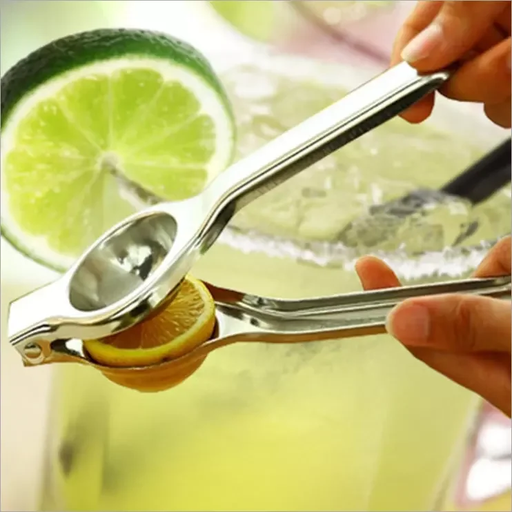 Kitchen Accessories Gadgets Silver Stainless Steel Press Handled Manual Juicer Lemon Lime  Lemon Clip Squeezer