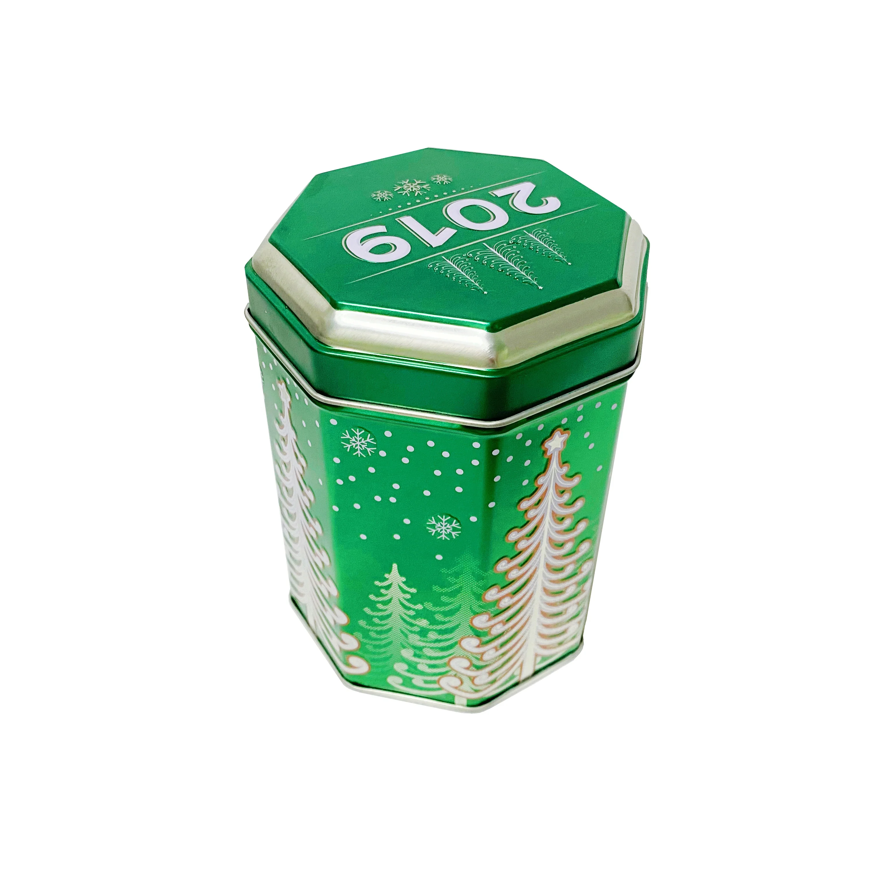 Восьмиугольная форма еды Чай Черный винтажный мультяшный жестяной музыкальный жестяной бокс с рельефом