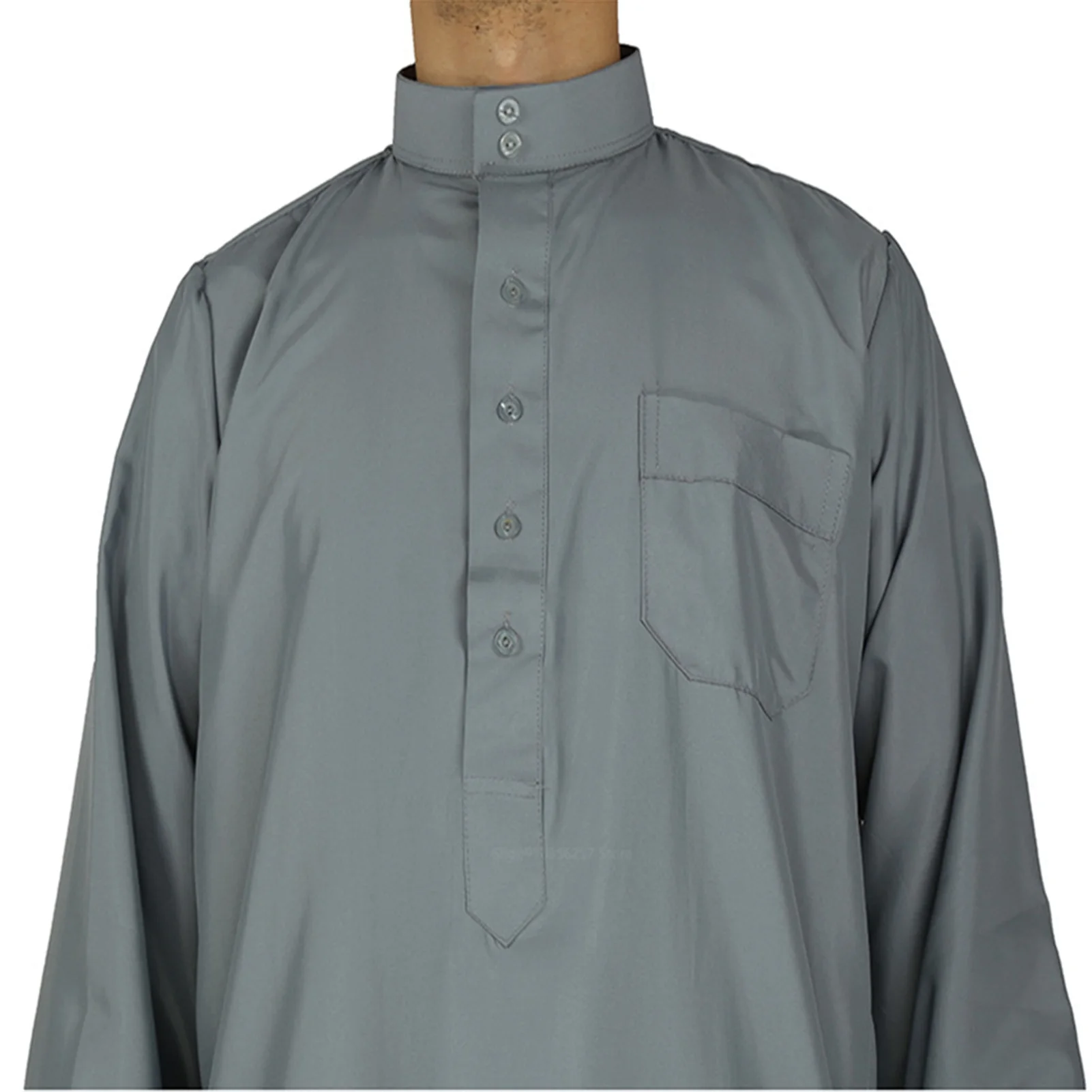 
Hot Selling Solid Color Long Sleeve Muslim Fashion Arab Daily Casual Ramadan Eid Prayer Traditional Islamic Clothing 