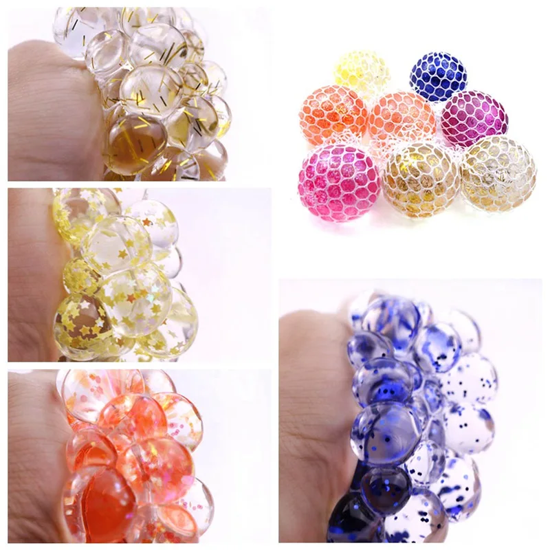 Funny Grape Squeeze Ball Mesh Stress Relief Toy for Kids Adult /Mesh Beads  Anxiety Relief Stress Toy