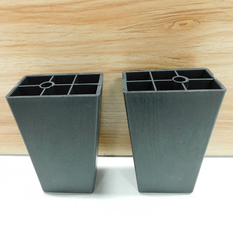 Factory Quickly Delivery Hot Sell 12.5cm High Black Trapezoidal Decorative Plastic Sofa  Bed Legs Table Legs