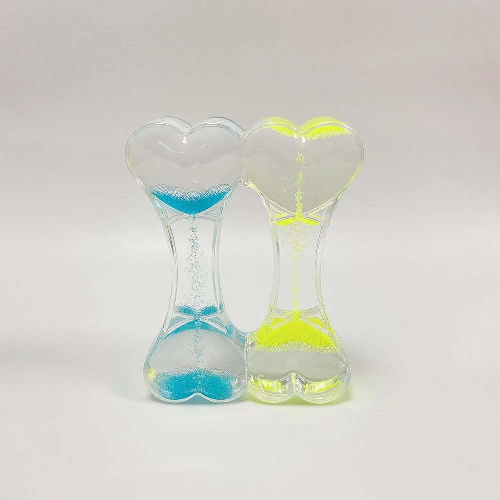 Novelty Liquid Double Heart Sand Timer Upside And Drip Water Hourglass For Children Toys