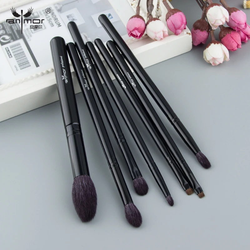
7Pcs Goat Hair Highlighter Eyeshadow Blending Eye Wooden Makeup Brushes Set 