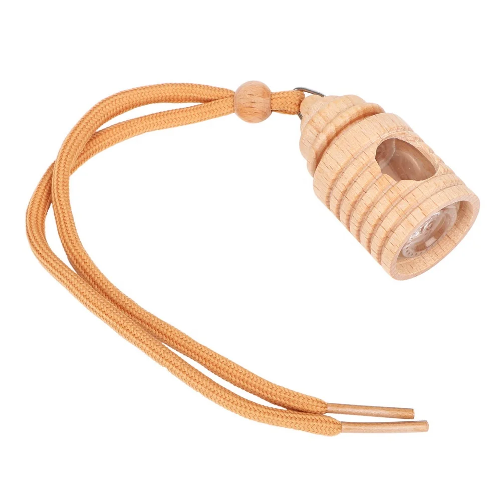 4ml Car Perfume Empty Glass Bottle Wood Hanging Glass Empty Bottle Air Freshener Bottle Perfume Pendant for Essential Oils