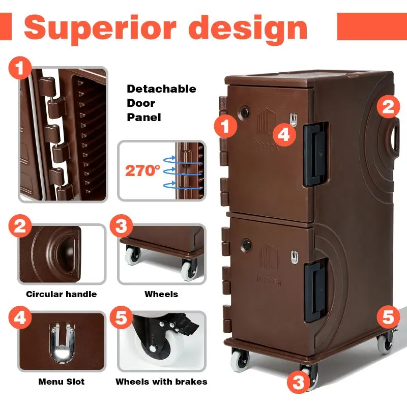 Large size 190qt food tray carrier refrigerated and hot food transportation boxes