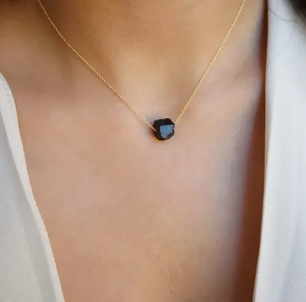 Raw Crystal Necklace Natural Gemstone Black Tourmaline/ Amethyst / Moonstone /Necklace Natural Stone Pendant Necklace
