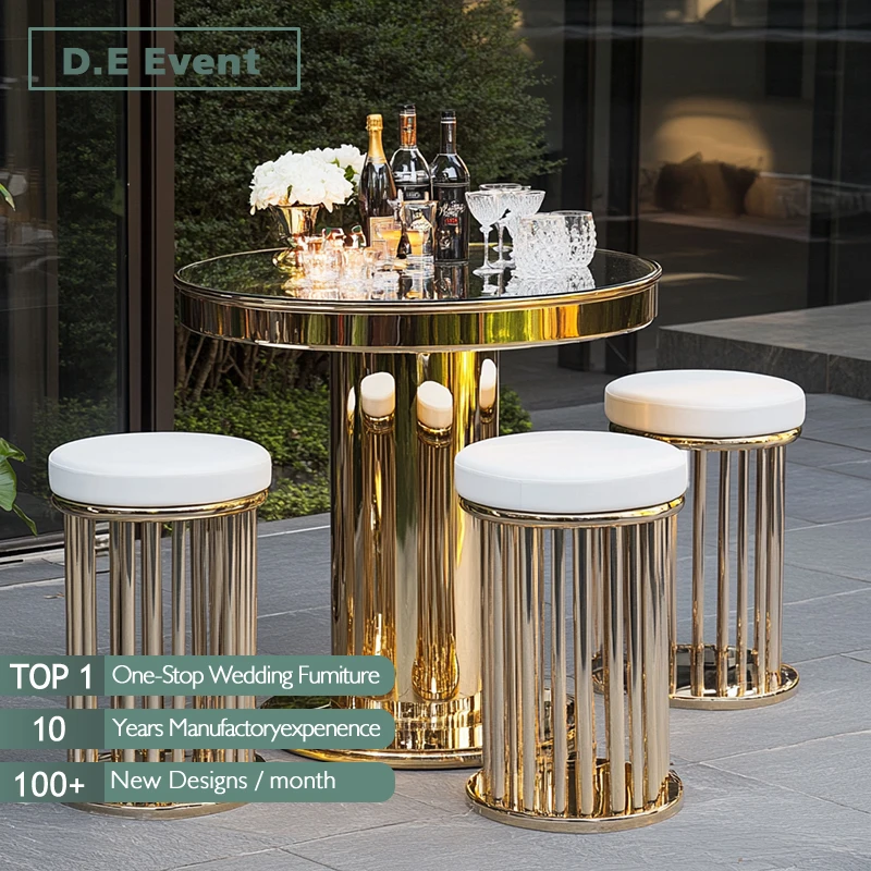 High-quality wedding events mobile portable height high bar table for party wedding party modern round bar table set