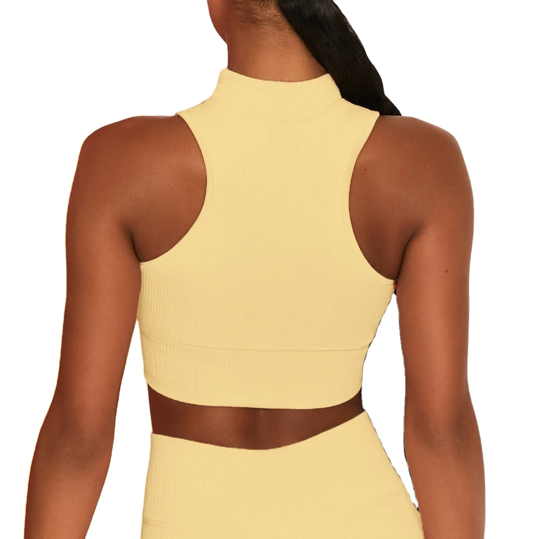 Sexy nylon Workout Shirts Fitness Wear Vest Bra Fitted Gym Ladies Summer seamless solid Gather Yoga Crop Women Tank Tops bra