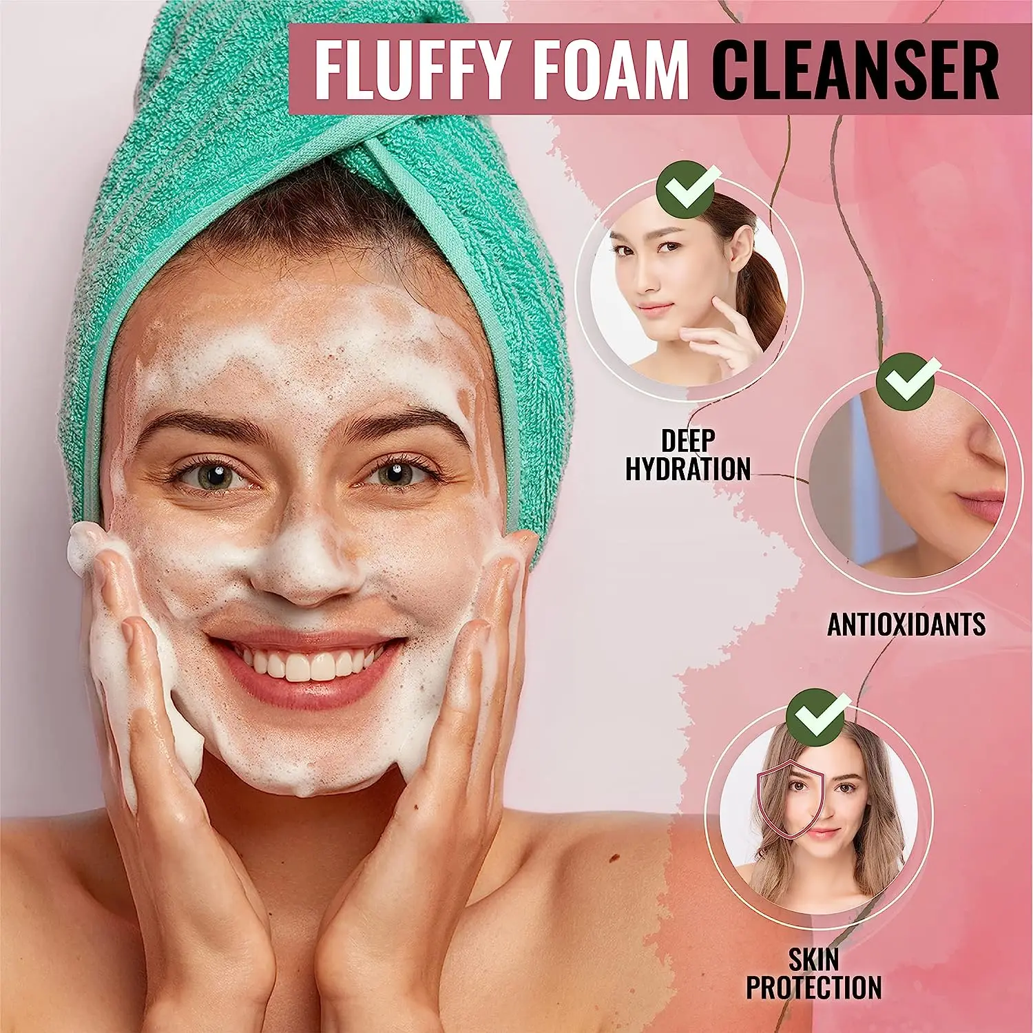 Natural Vegan Avocado Acne Bubble Face Wash Hydrating Gengle Low pH Cleanser for Sensitive Skin