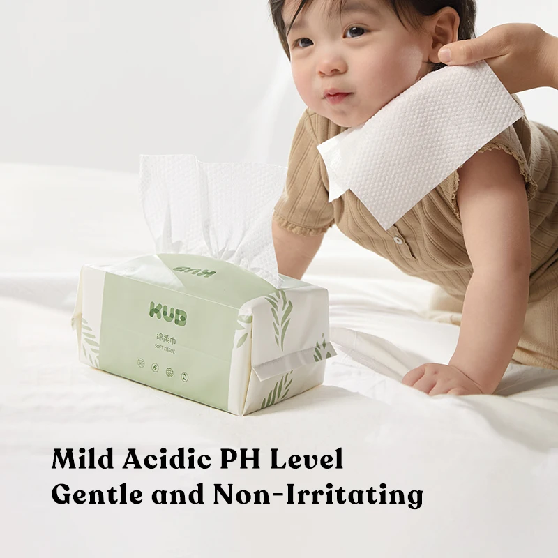 KUB Baby Daily Cleaning Care 80pcs Dry and Wet Wipes Skin Friendly Soft Baby Cotton Tissue