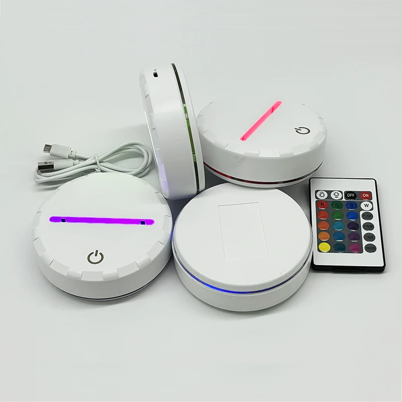 3D LED Light Lamp Base Rechargeable Light Base Holder with Remote Control and USB Cable Adjustable 16 Colors 3D Lamp Base