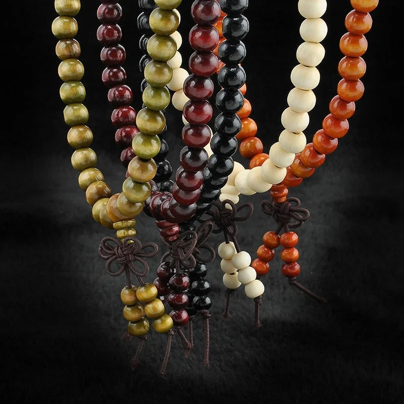 6 Styles 6mm Natural Sandalwood Buddhist Buddha Wood Prayer Beaded Bracelet Knot Black Ebony Bracelets for Men Jewelry