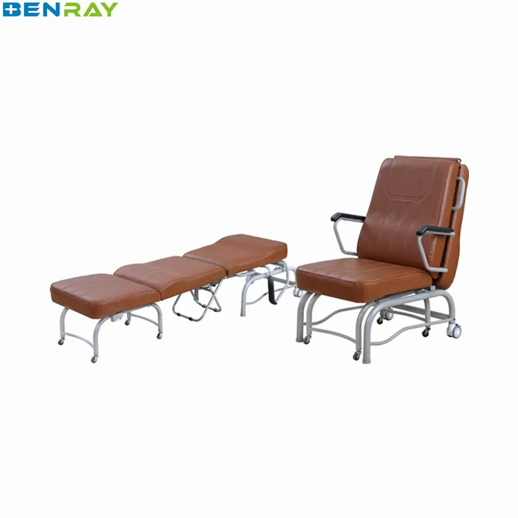 BR-CR12 Guangzhou 6 Wheels Hospital Foldable Recliner Hospital Sleeper Chair Reclining Chair Bed Price