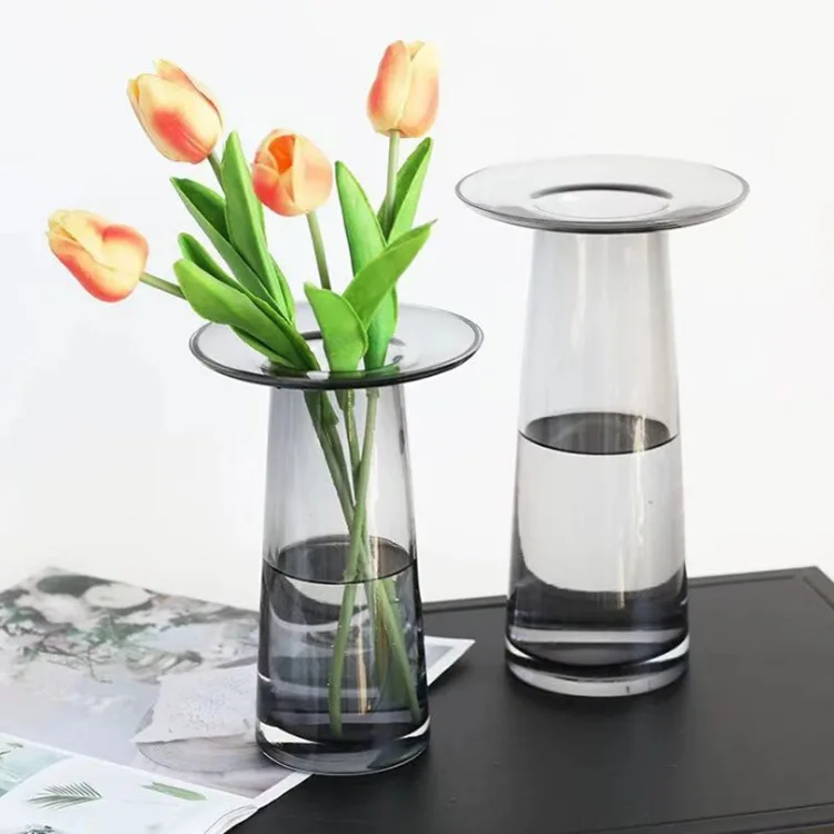 Modern Simple Color Korean Crystal Glass Flower Vase Creative Tabletop Craft Product