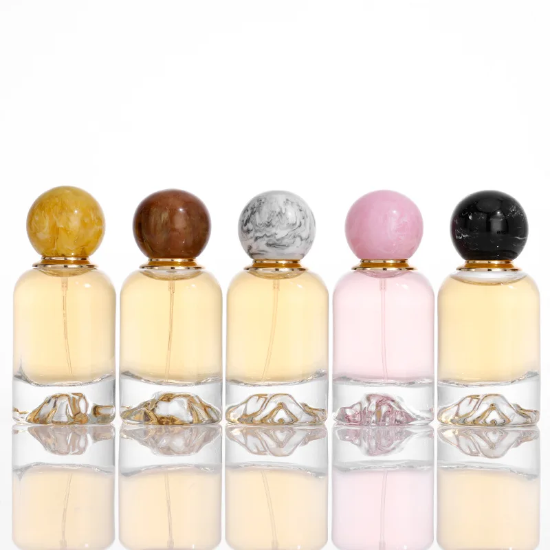 In Stock 30 50 100ML Thick Bottom Glass Perfume Bottle Color Spray Electrochemical Aluminum Ball Cap Perfume Bottle Packaging