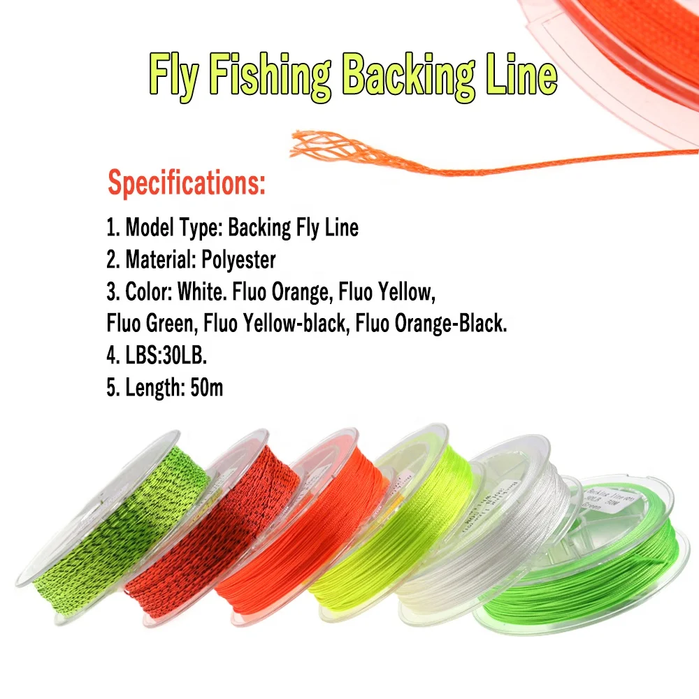 50M Fly Fishing Backing Line 8 Strands polyester Braided Line Sinking Fly Fishing Reel Spare Line Gear Wire Pesca