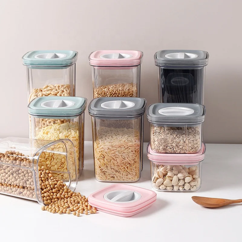 1500ML Household Transparent Grain Storage Tanks Kitchen Food Dry Goods Storage Box Plastic Sealed Can Multigrain Tank