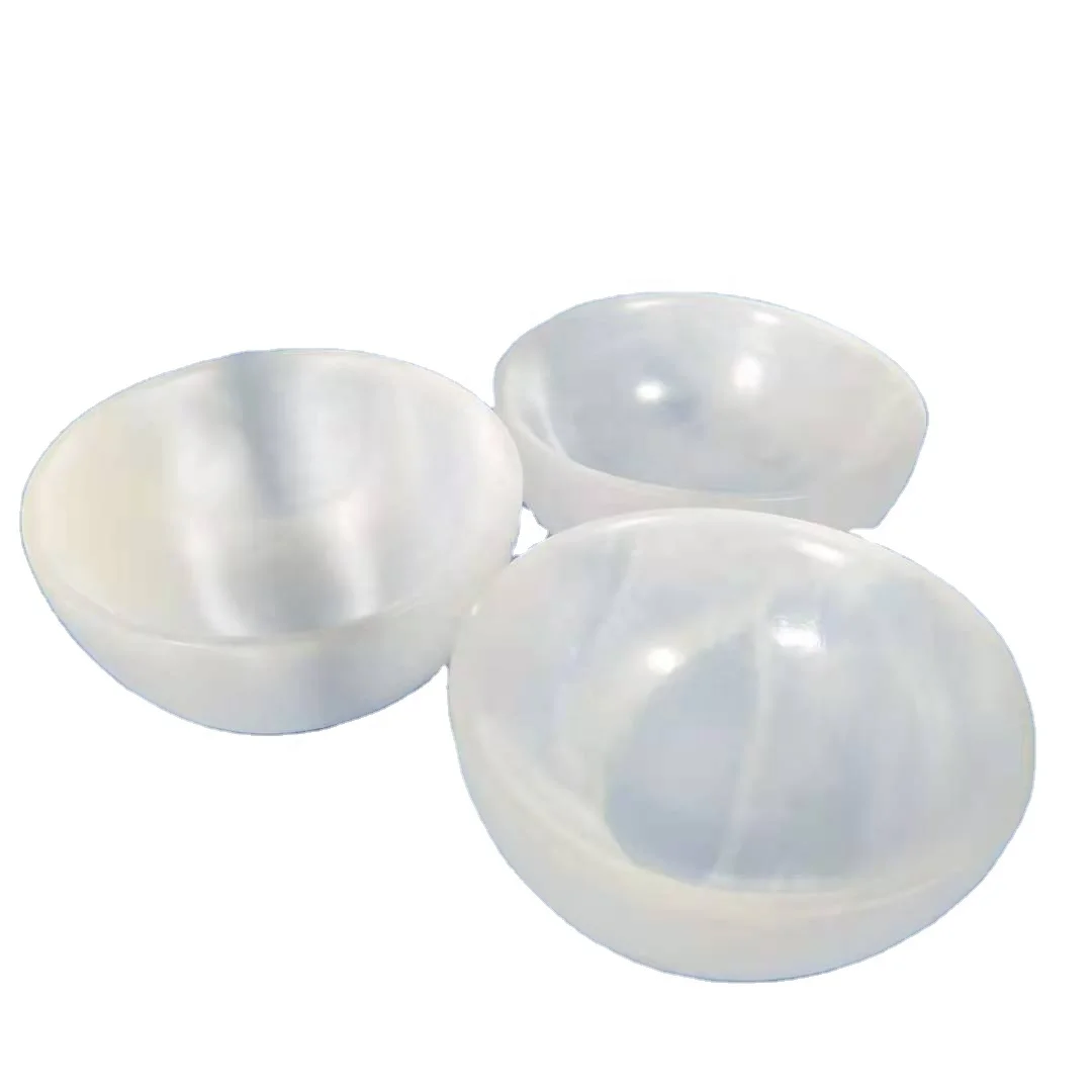 Hot sale natural healing stone selenite bowl round bowl for home decoration and gift