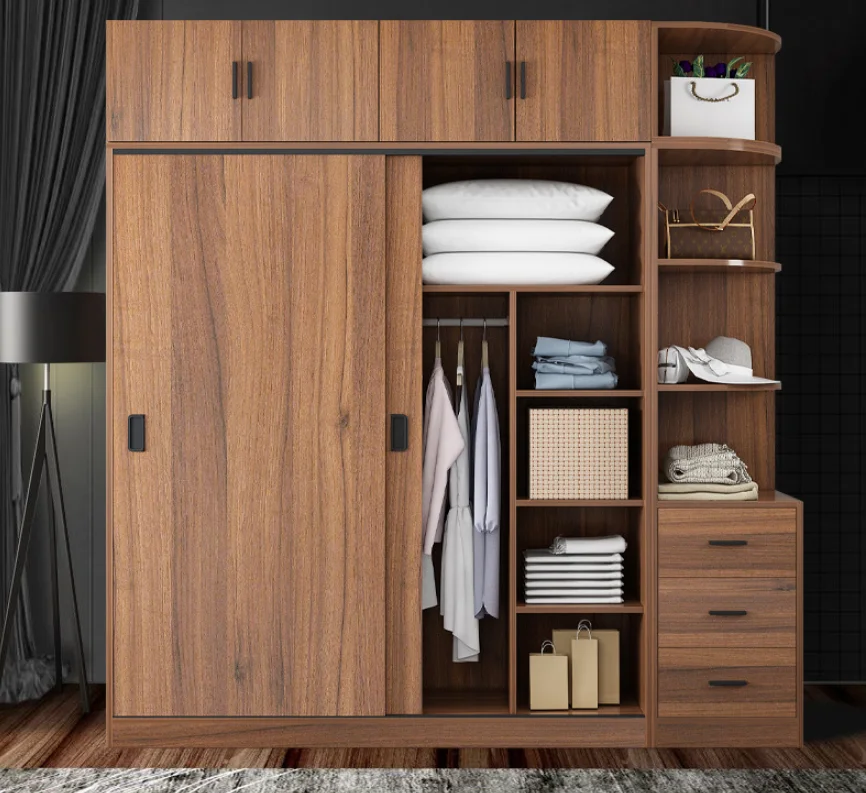 Northern Europe wooden sliding door household bedroom locker large wardrobe for rent