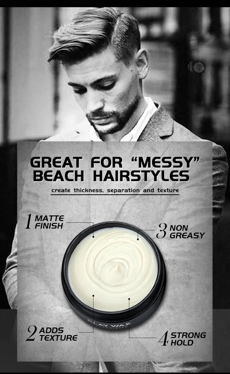 GMP certificate factory price hot sale nice smell high hold matt hair styling clay wax