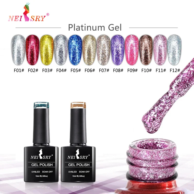 Neiss Factory Wholesale Platinum Gel Polish Super Glitter Soak Off Gel Hema Free Nail Gel Polish