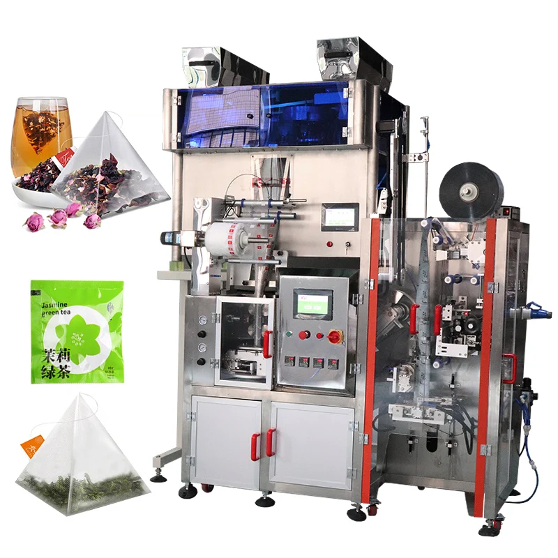 4 Or 6 Heads Double Chamber Multihead Weigher Packaging Machine Bags Pyramide Tea Bag Packaging Machine Automatic