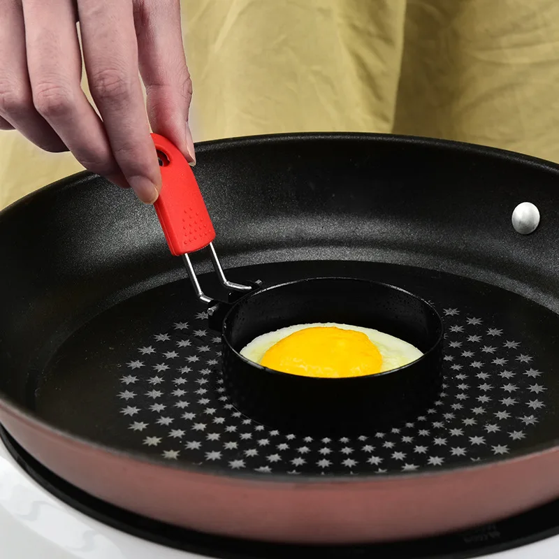 CR04 Nonstick Egg Rings Round Crumpet Ring Mold Shaper for English Muffins Pancake Cooking Griddle - Portable Grill Accessories
