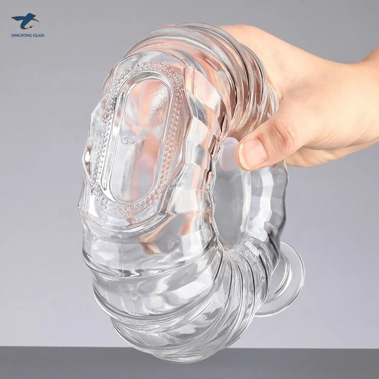 Customized Factory Price 700ml 500ml Whisky Gin Tequila Glass Bottle Flat Mouth Glass Bottle Oval Shape Spirits Bottle